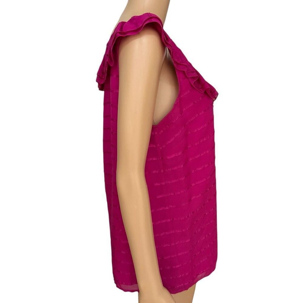 Kate Spade New York 100% silk fuchsia sleeveless ruffled blouse size M - Picture 5 of 6